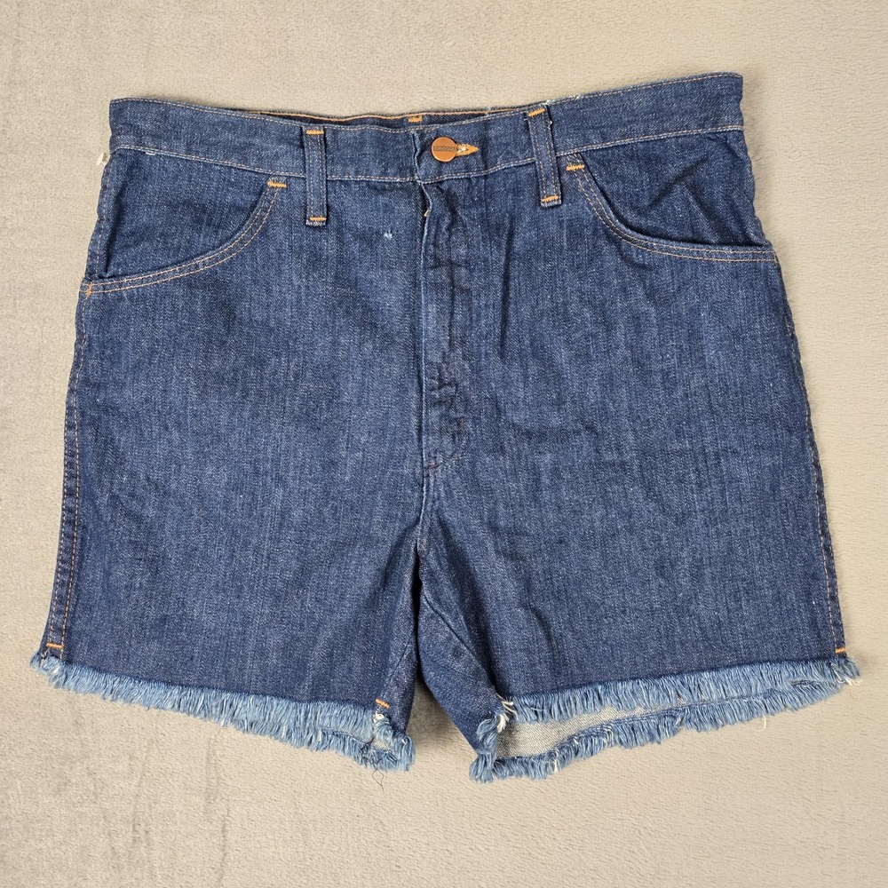 Vintage Maverick Shorts Womens 34 Booty Cut Off‎ Short Dark Wash Denim USA NWT
